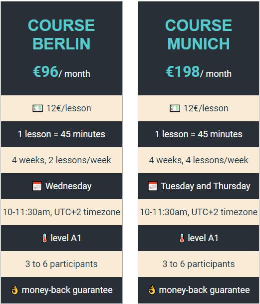 options German virtual classroom